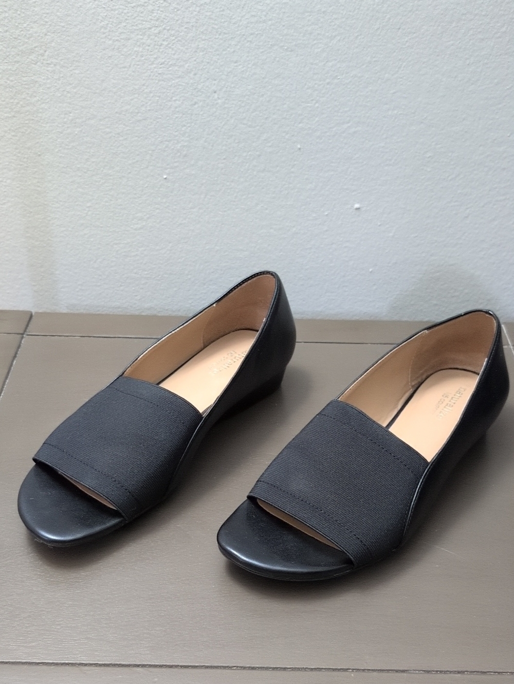 Naturalizer Black Open-Toe Wedge Flats